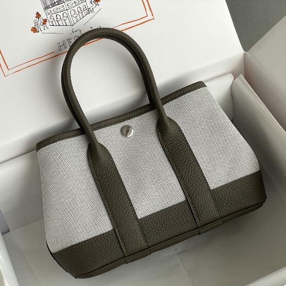 【エルメス HERMES】ネオガーデンパーティー  ハンドバッグ キュムラスグレー/シルバー金具（100％マシン）